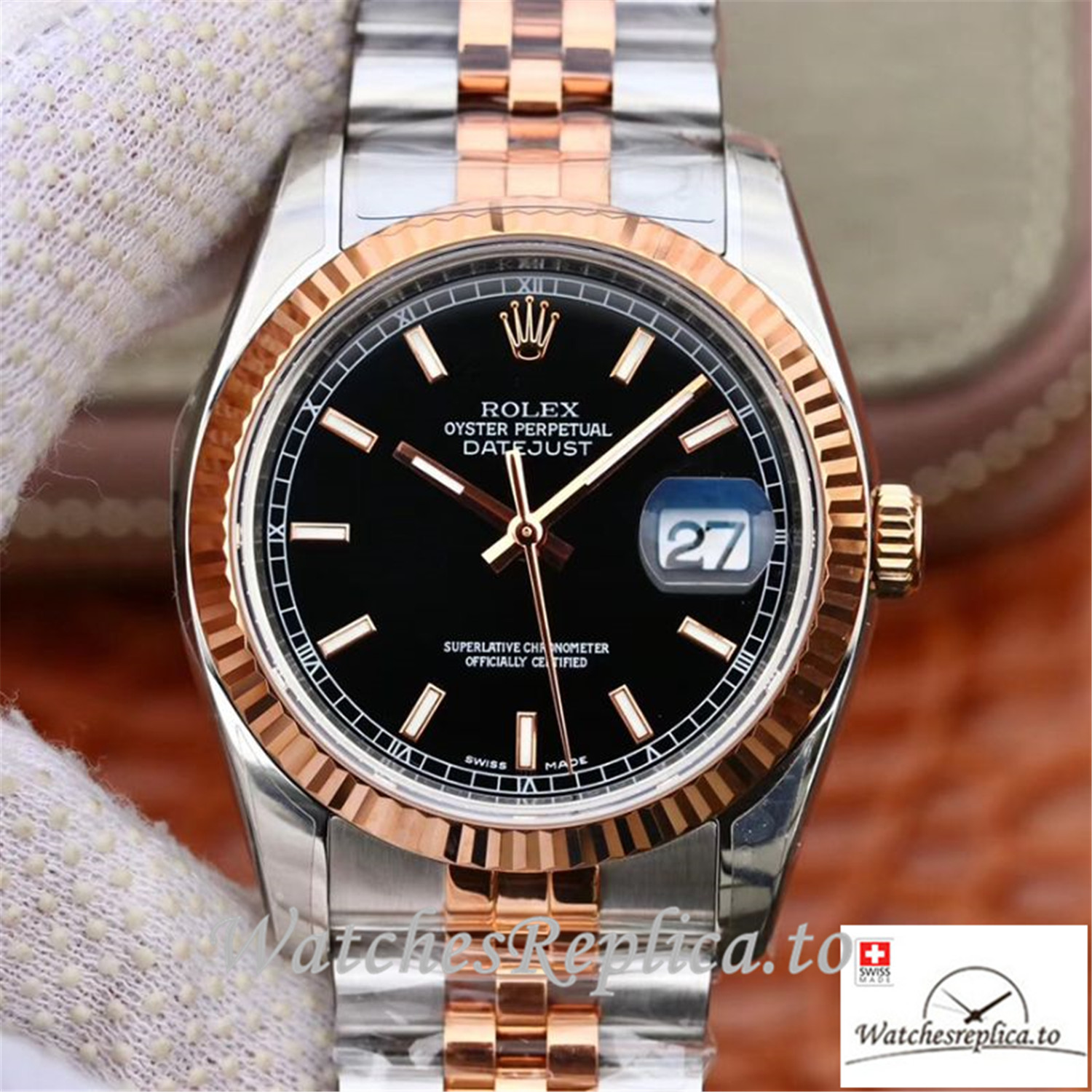 Swiss Rolex Datejust Replica 126231 Black Dial 36MM - WatchesReplica.is