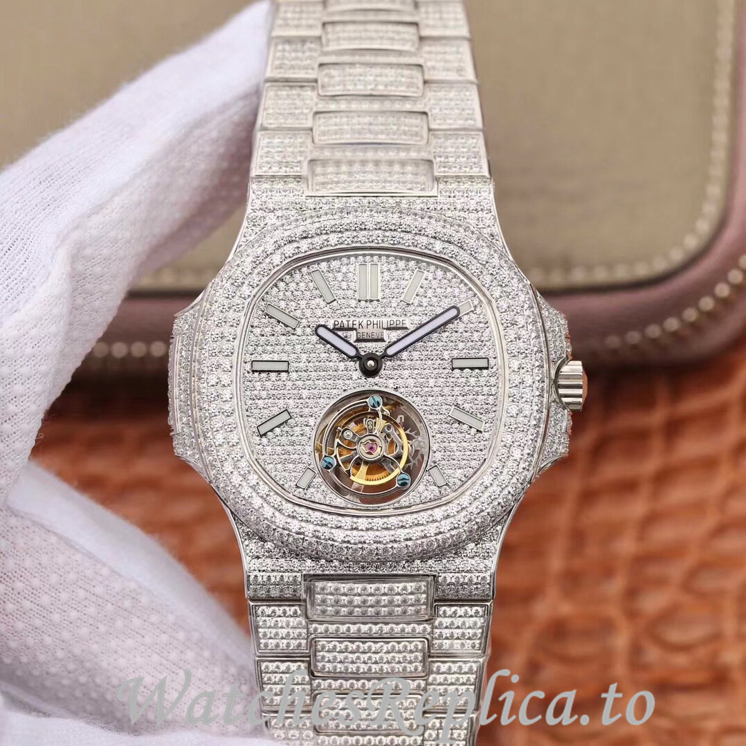 Patek Philippe Replica Nautilus White Gold strap 40MM - WatchesReplica.is