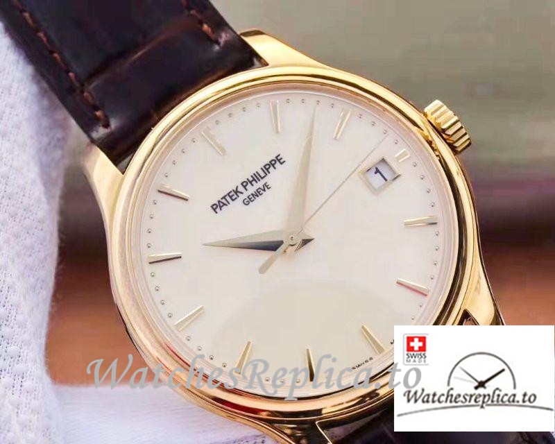 Swiss Patek Philippe Calatrava Yellow Gold Replica 5227J-001 Black Strap 39MM×10.2MM - WatchesReplica.is