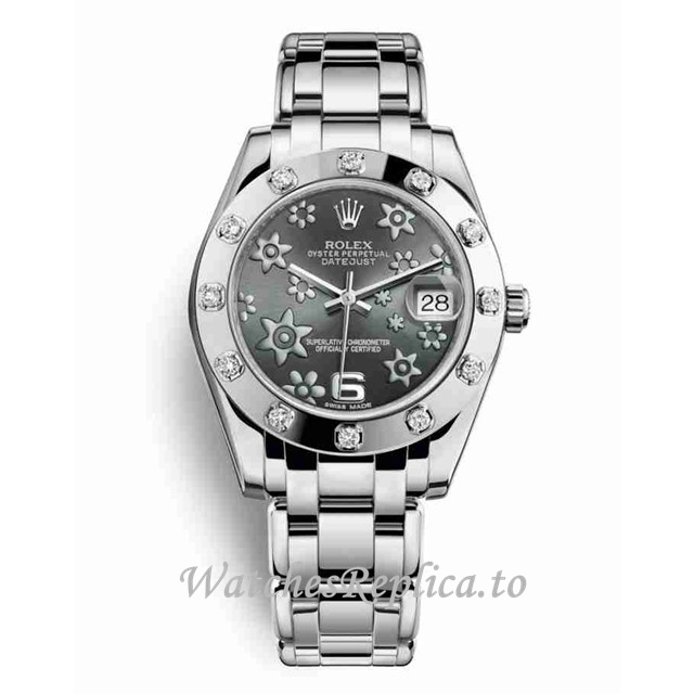 Replica Rolex Pearlmaster m81319-0037 34MM White Gold strap Ladies Watch - WatchesReplica.is