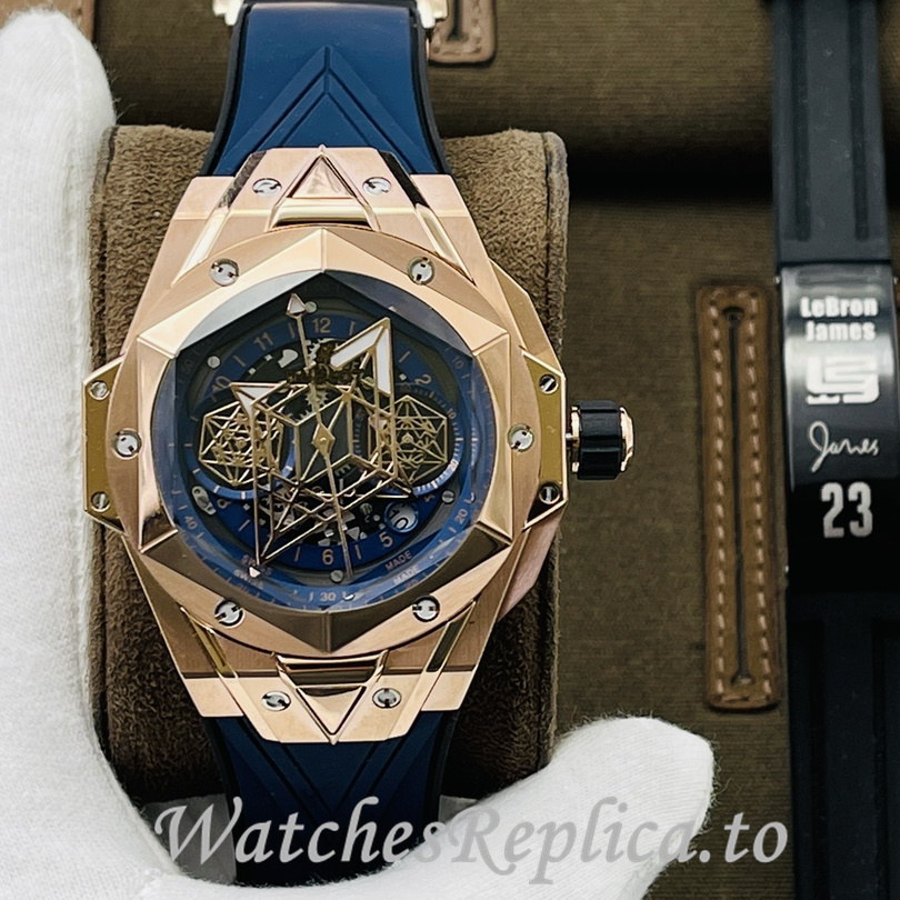 Hublot Replica Big Bang Sang Bleu II Rubber strap 45MM - WatchesReplica.is