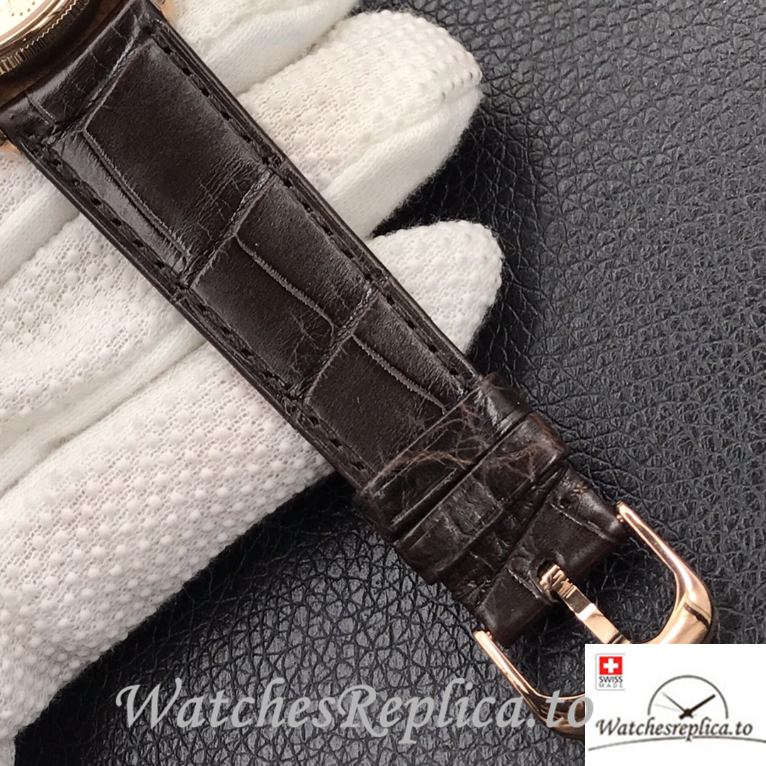 Swiss Rolex Cellini Replica Brown Leather strap 39MM Pink Dial - WatchesReplica.is