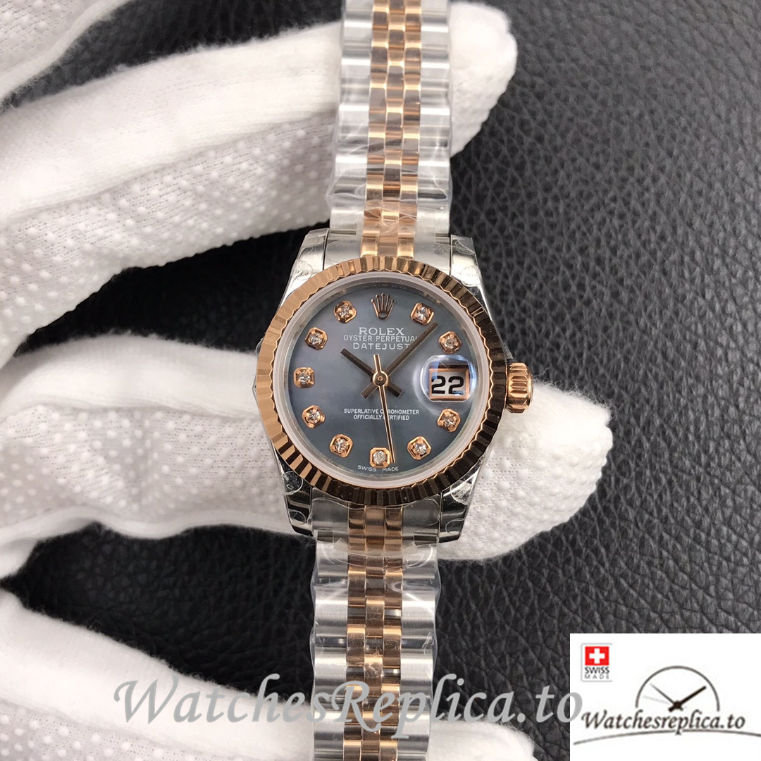 Swiss Rolex Datejust Replica Stainless steel strap 26MM Mother of pearl Dial - WatchesReplica.is