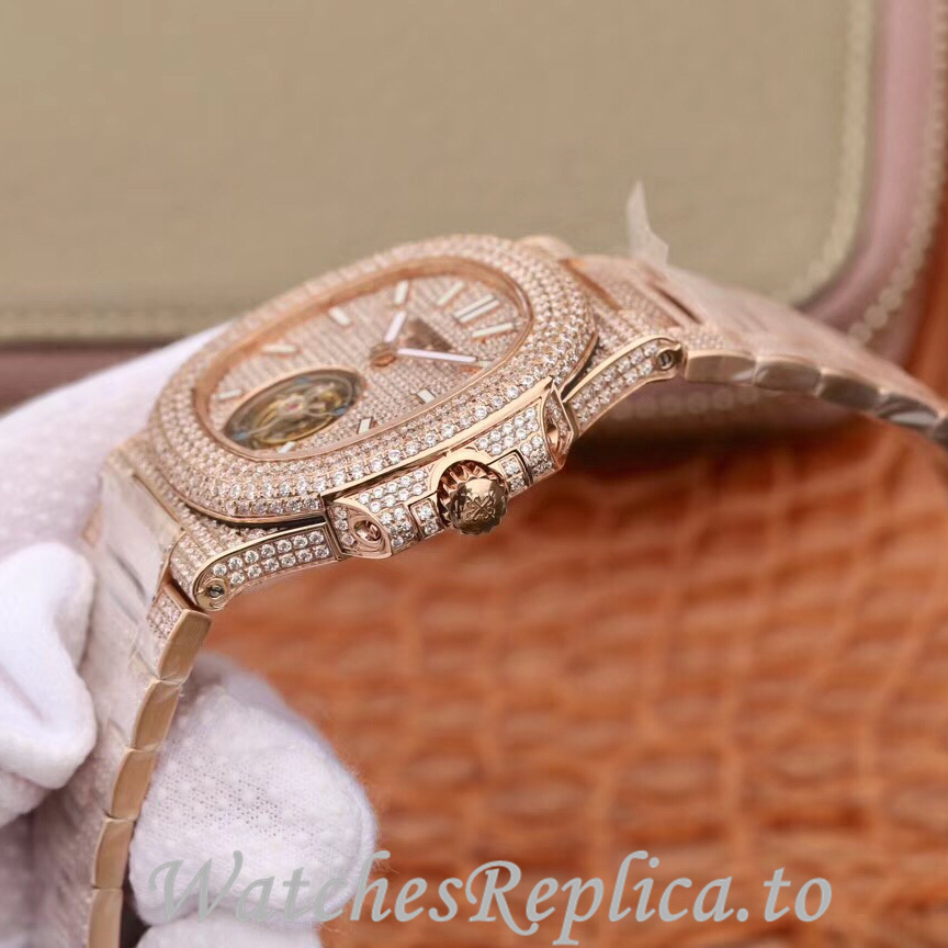Patek Philippe Replica Nautilus Rose Gold strap 40MM - WatchesReplica.is