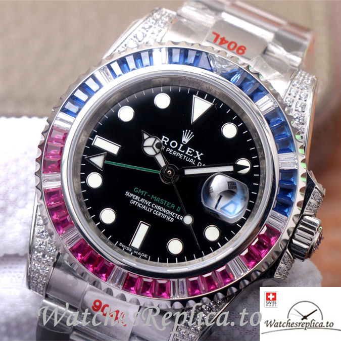 Swiss Rolex GMT-Master Replica Stainless steel strap 40MM - WatchesReplica.is