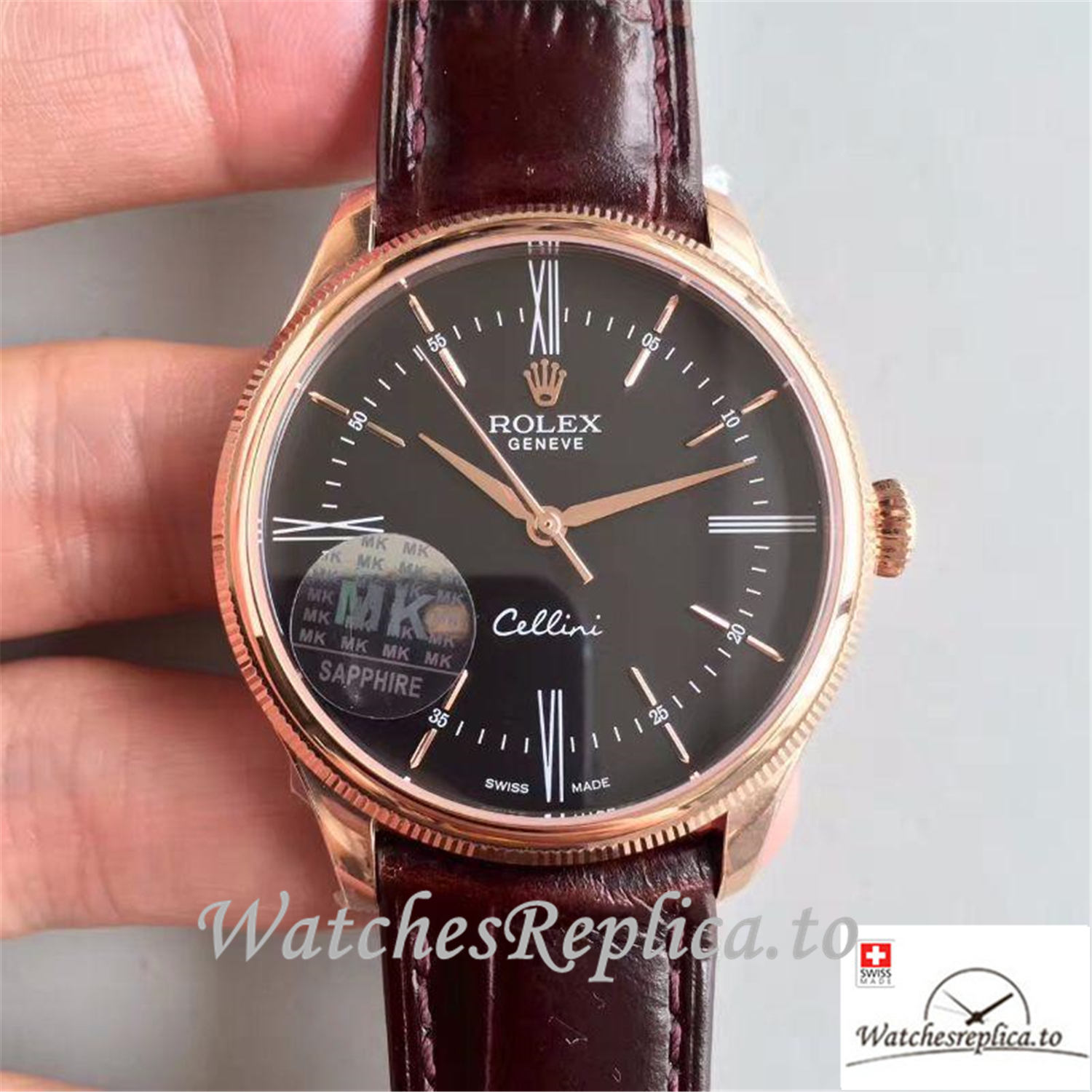 Swiss Rolex Cellini Replica 50505 Black Dial 39MM - WatchesReplica.is