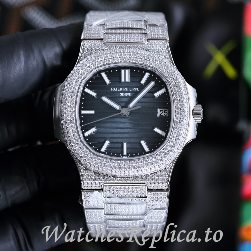 Patek Philippe Replica Nautilus 5711 Diamonds paved strap 40MM - WatchesReplica.is
