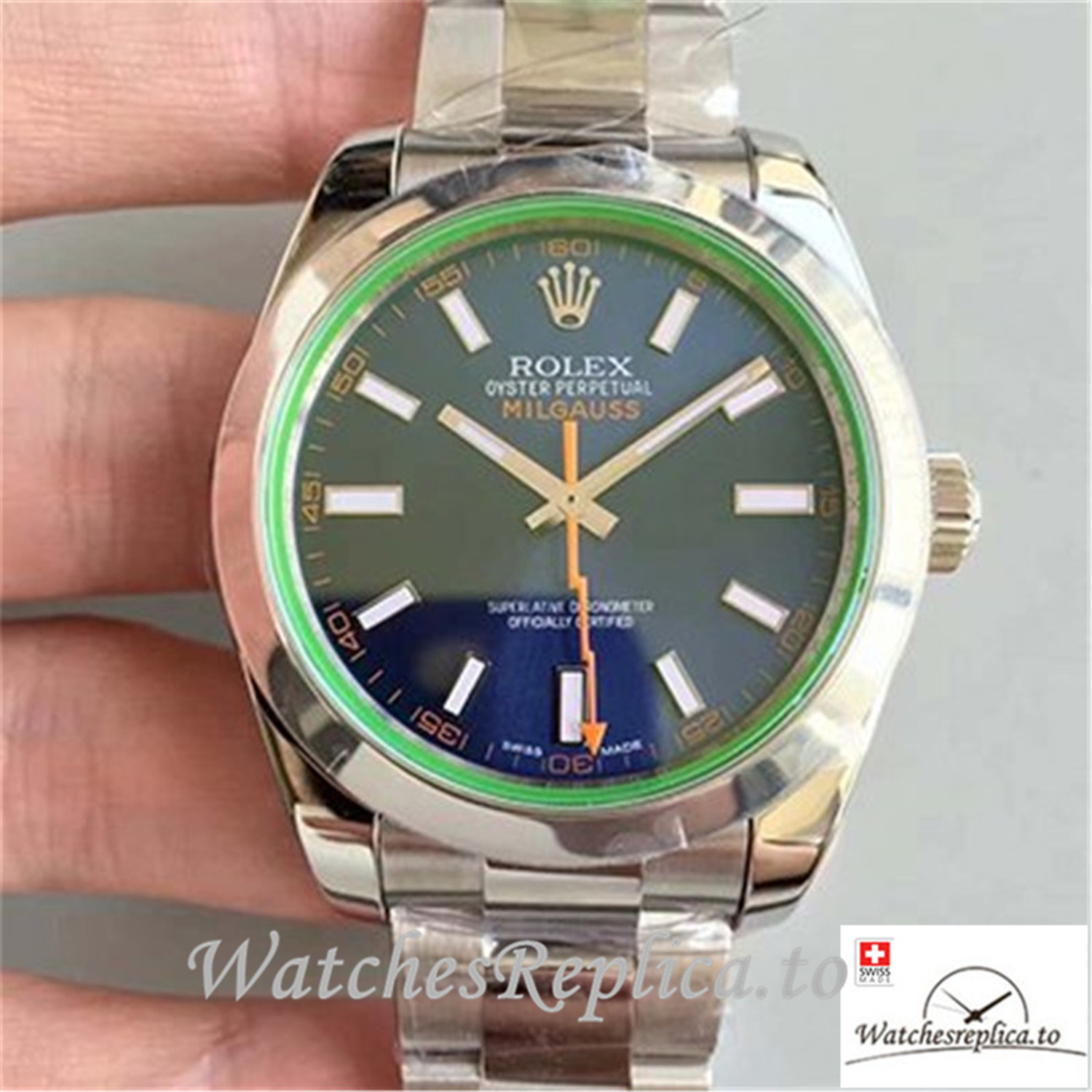 Swiss Rolex Milgauss Replica 116400GV 001 Silver Bezel 40MM - WatchesReplica.is
