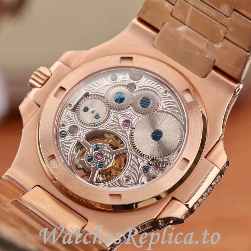 Patek Philippe Replica Nautilus Rose Gold strap 40MM - WatchesReplica.is