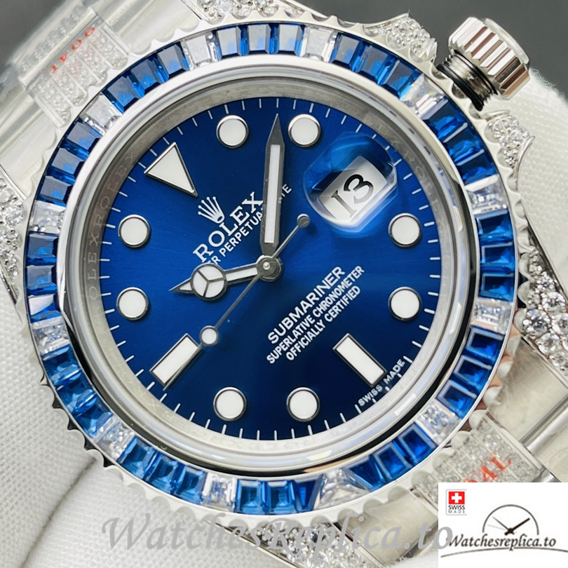 Swiss Rolex Submariner Replica Stainless steel strap 40MM Blue Dial - WatchesReplica.is
