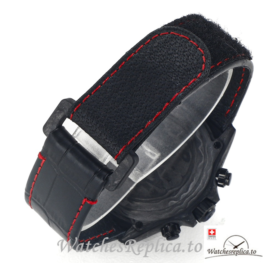 Swiss Rolex Daytona Replica Black Leather strap 40MM Black Dial - WatchesReplica.is