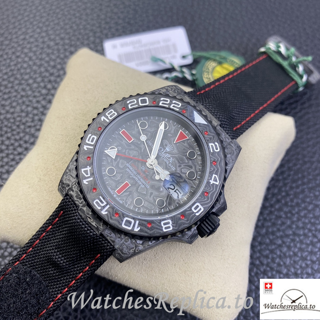 Swiss Rolex GMT Master Electro Carbon Carbon fiber strap 40MM - WatchesReplica.is