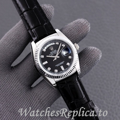 Swiss Rolex Day Date Replica 118139 Leather strap 36MM - WatchesReplica.is