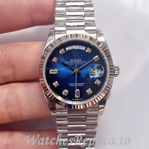 Swiss Rolex Day Date Replica 128239 Stainless steel strap 36MM - WatchesReplica.is