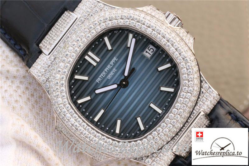 Swiss Patek Philippe Nautilus Jumbo Replica 5719/1G-001 003 Black Strap 40MM - WatchesReplica.is