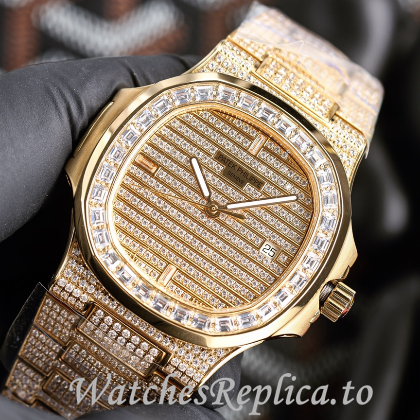 Patek Philippe Replica Nautilus 5711 Diamonds paved strap 40MM - WatchesReplica.is