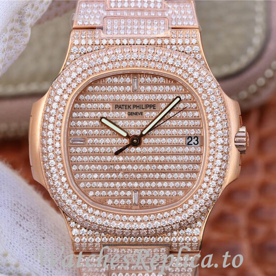 Patek Philippe Replica Nautilus Rose Gold strap 40MM - WatchesReplica.is