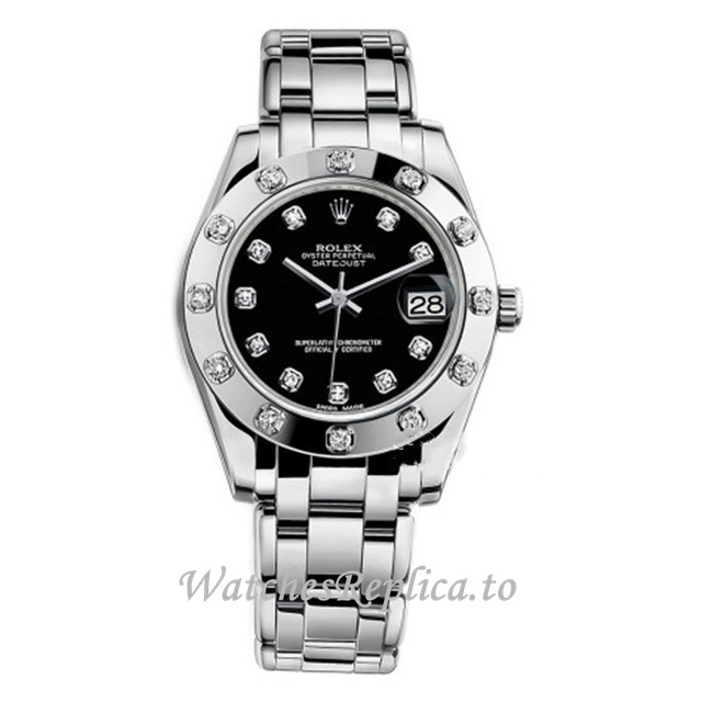 Replica Rolex Pearlmaster m81319-0014 34MM White Gold strap Ladies Watch - WatchesReplica.is