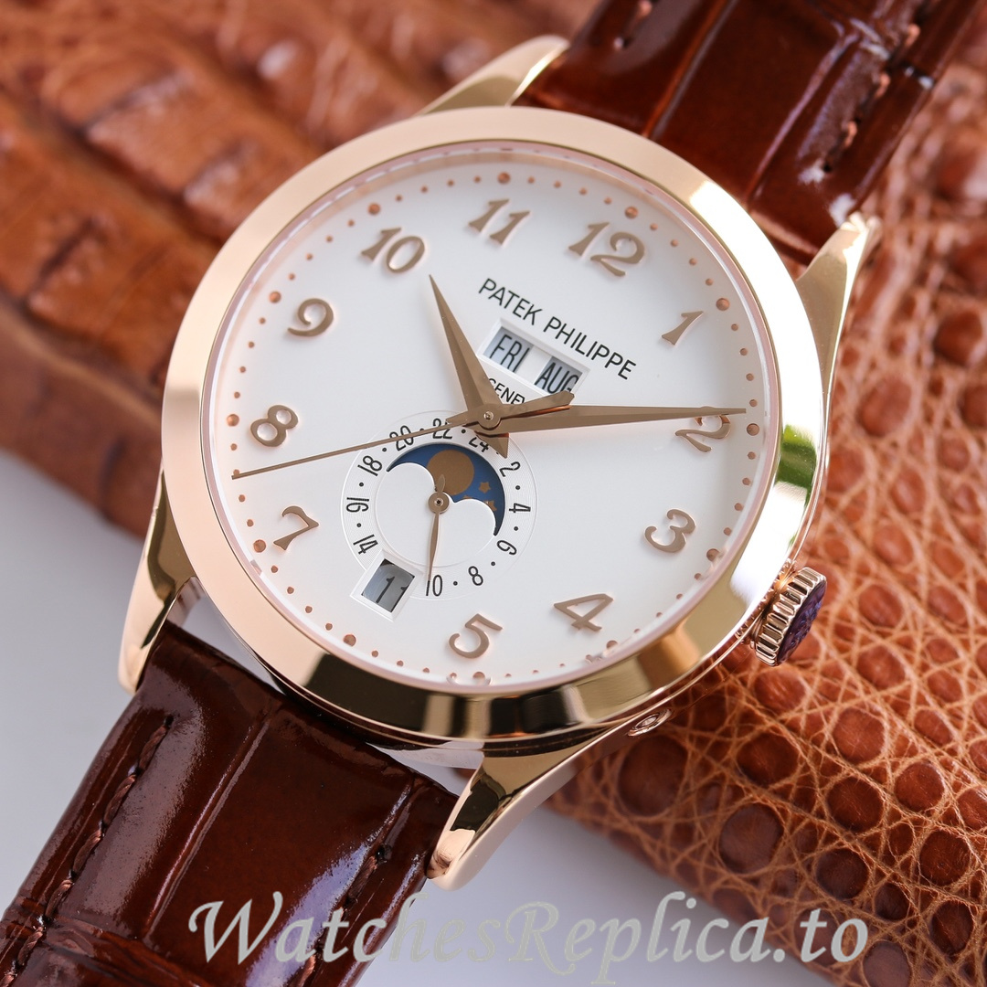 Patek Philippe Replica Complications 5205R Leather strap 38.5MM - WatchesReplica.is