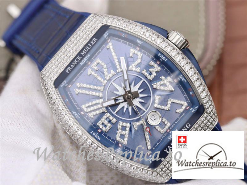 Swiss Franck Muller Vanguard Replica V45.SC.DT.AC.BL Blue Strap 44 MM × 54 MM - WatchesReplica.is