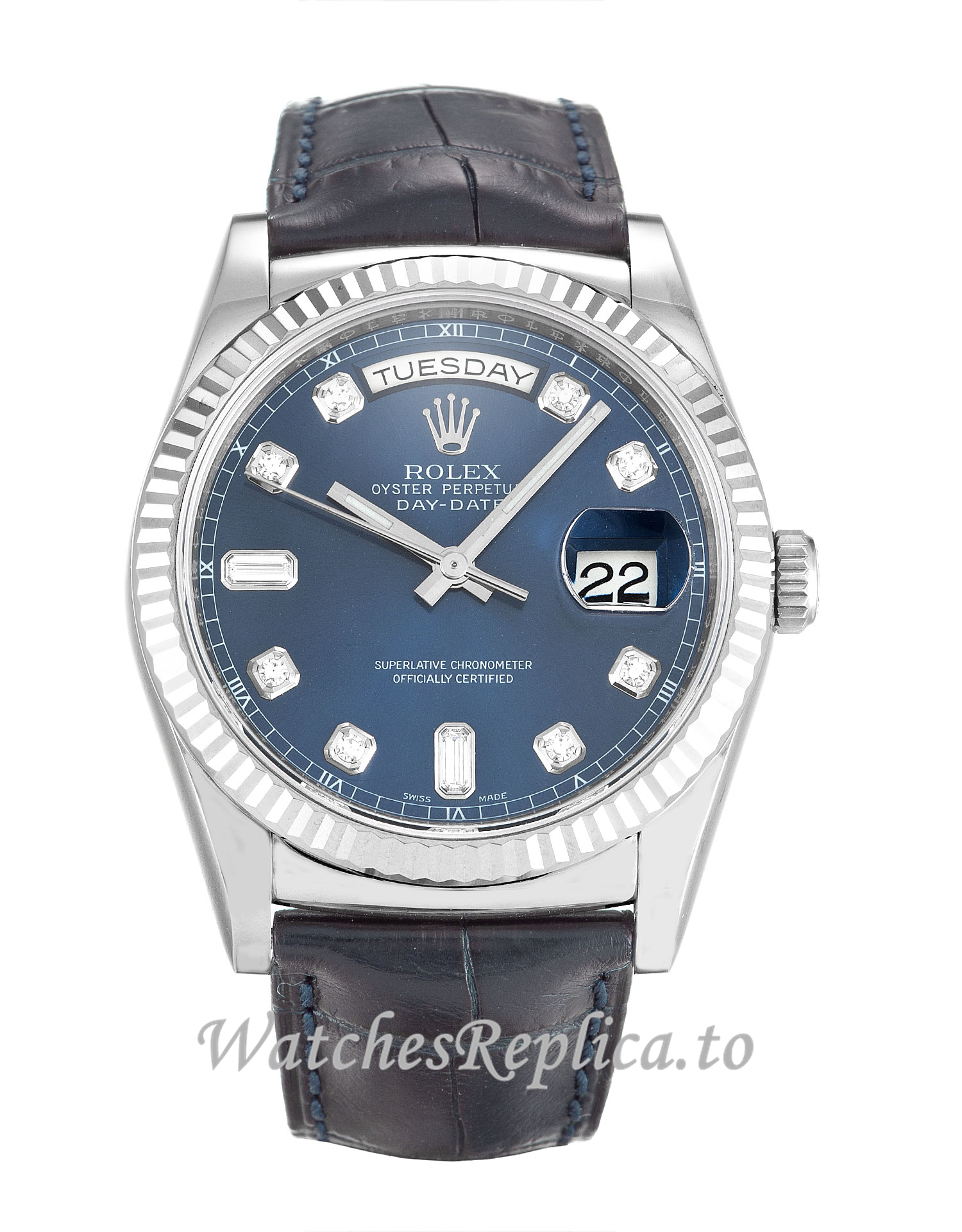 Rolex Day-Date Blue Diamond Dial 118139 - WatchesReplica.is