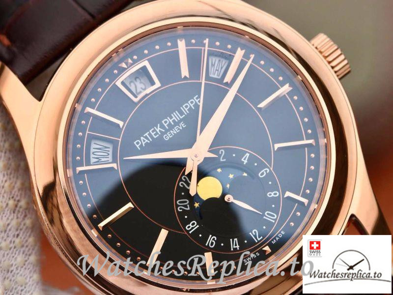 Swiss Patek Philippe Grand Complications Annual Calendar Replica 5205G-001 Brown Strap 40MM - WatchesReplica.is