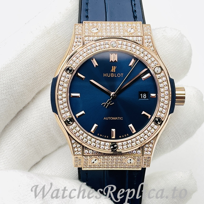 Hublot Replica Big Bang Sang Bleu Leather strap 42MM - WatchesReplica.is