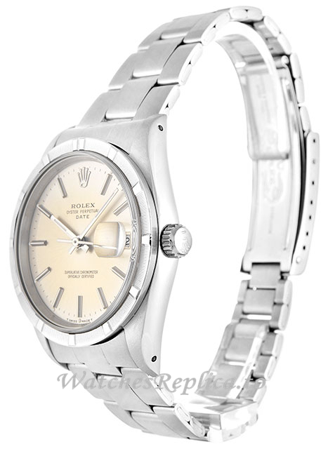 Rolex Oyster Perpetual Date Silver Dial 15210-34 MM - WatchesReplica.is