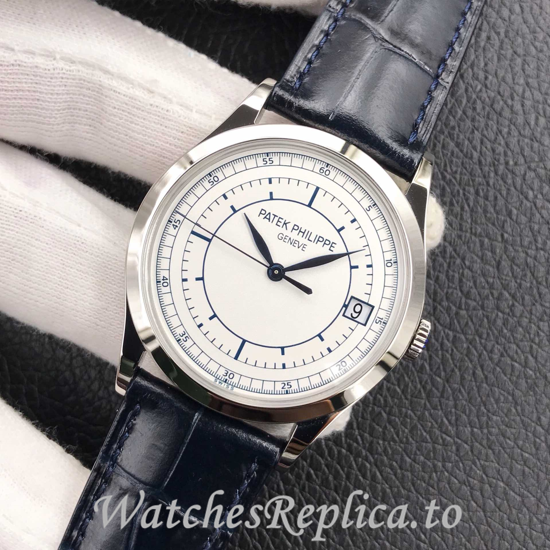 Patek Philippe Replica Calatrava 5296G Leather strap 38MM - WatchesReplica.is