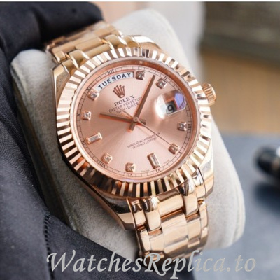 Swiss Rolex Day Date Replica 218238 Rose Gold strap 40MM - WatchesReplica.is