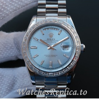 Swiss Rolex Day Date Replica 218399 White Gold strap 41MM - WatchesReplica.is
