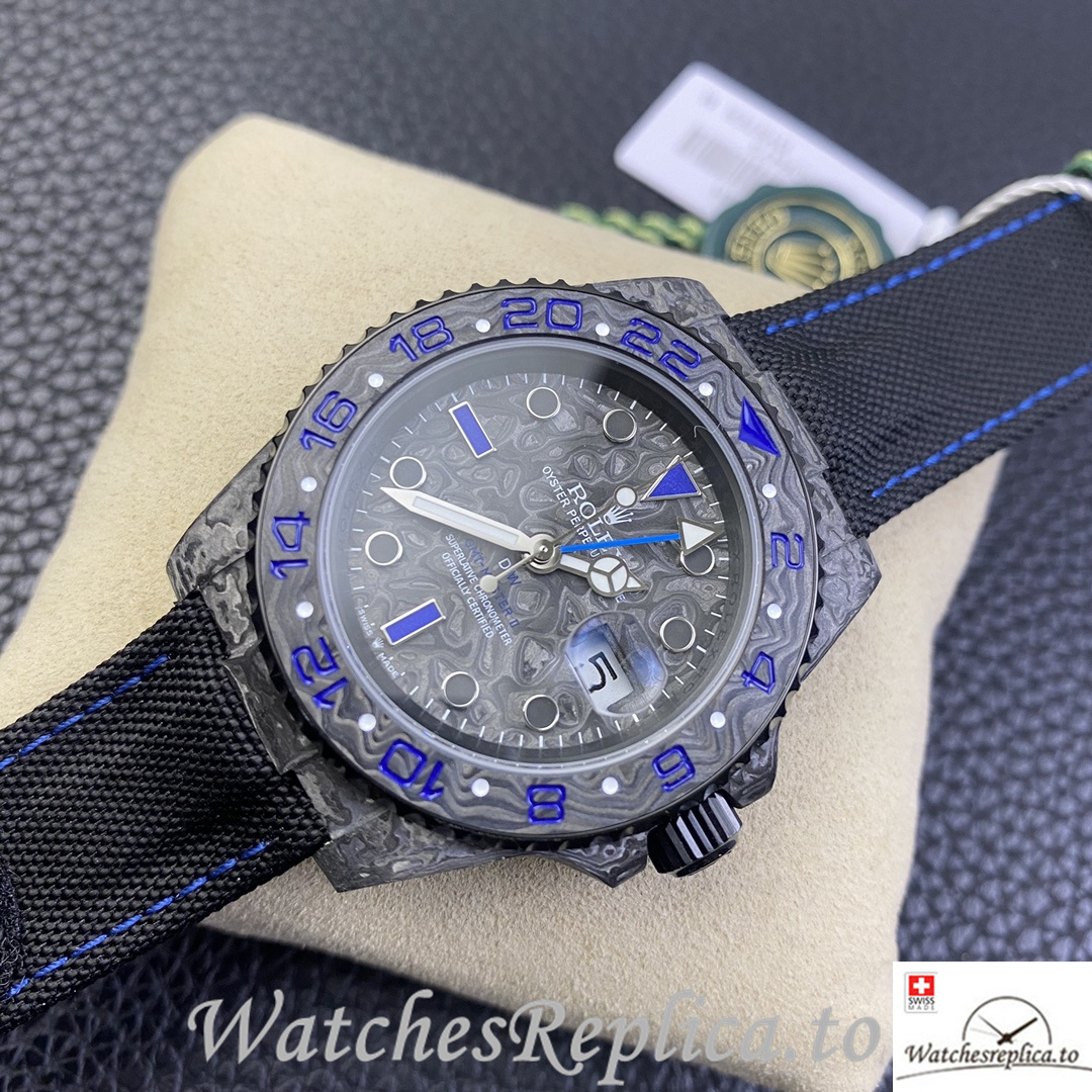 Swiss Rolex GMT Master Electro Carbon Carbon fiber strap 40MM - WatchesReplica.is