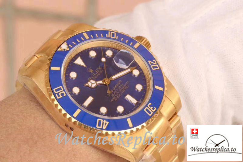 Swiss Rolex Submariner Date Replica 116618LB Gold Strap 40MM - WatchesReplica.is