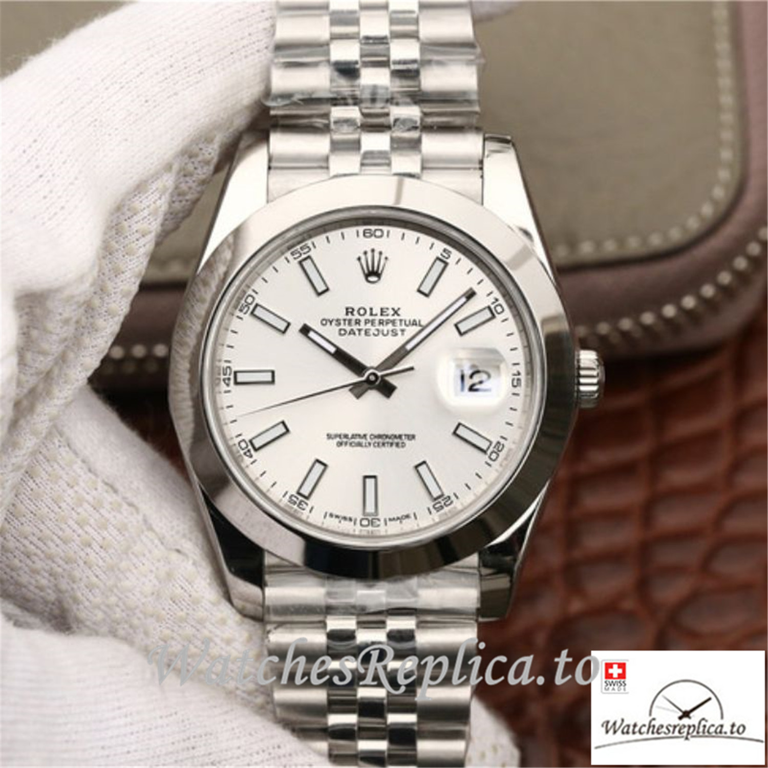Swiss Rolex Datejust Replica 116200 001 White Dial 41MM - WatchesReplica.is