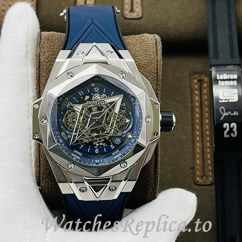 Hublot Replica Big Bang Sang Bleu II Rubber strap 45MM - WatchesReplica.is