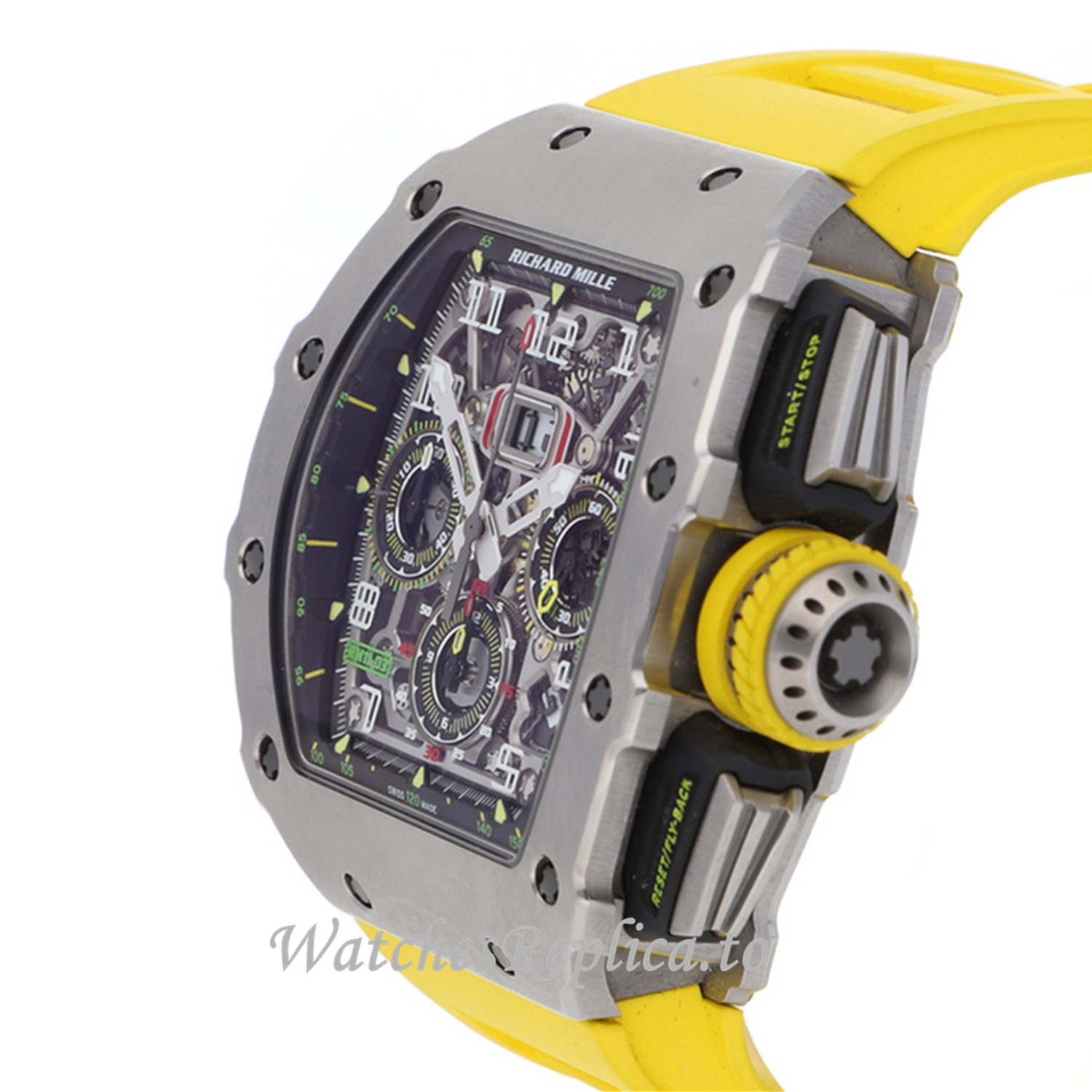 Richard Mille Replica Watch Yellow Rubber Strap RM11-03 50MM - WatchesReplica.is