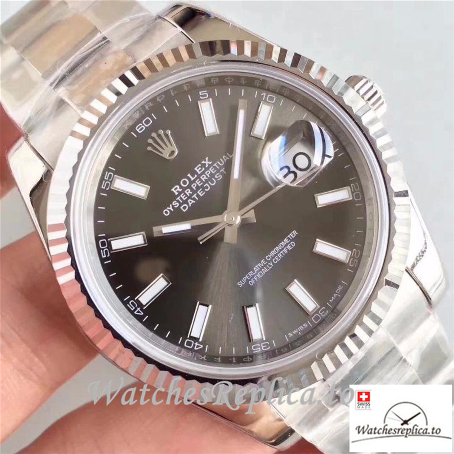 Swiss Rolex Datejust Replica M126334-0014 Grey Dial 41MM - WatchesReplica.is