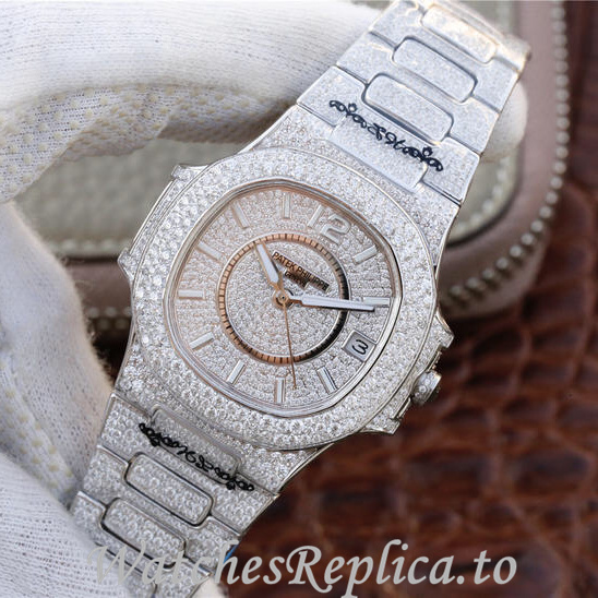 Patek Philippe Replica Nautilus 7021 White Gold strap 37MM - WatchesReplica.is