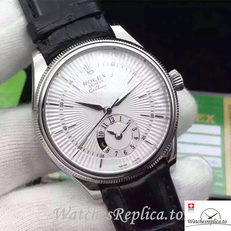 Swiss Rolex Cellini 50529-0006 Leather strap 39MM - WatchesReplica.is