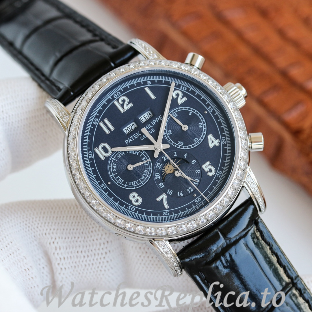 Patek Philippe Replica Complications Leather strap 41MM - WatchesReplica.is