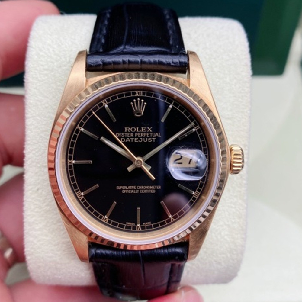 Rolex Mid Size Datejust Black Dial 6827 - WatchesReplica.is