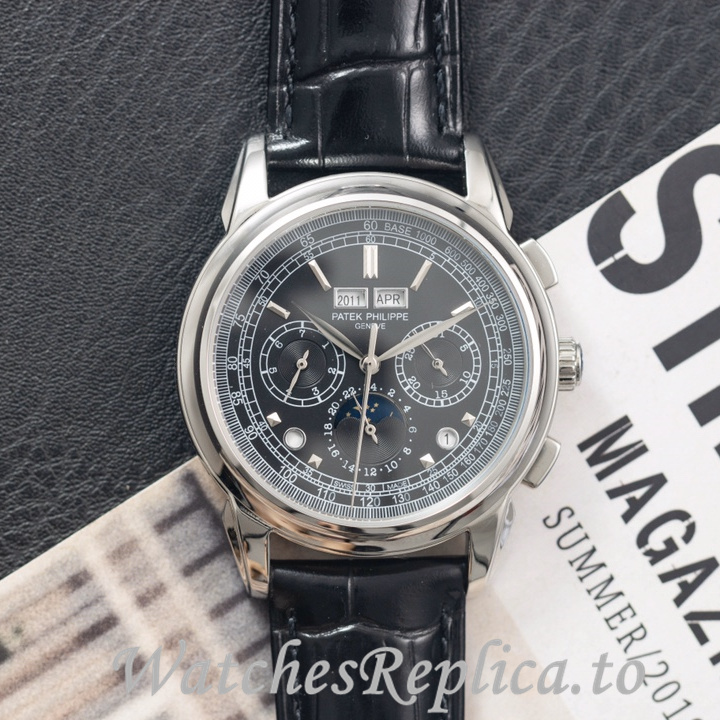 Patek Philippe Replica Complications Leather strap 41MM - WatchesReplica.is