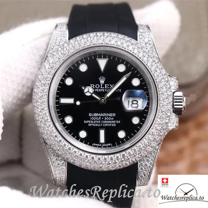 Swiss Rolex Submariner Replica Rubber strap 40MM - WatchesReplica.is