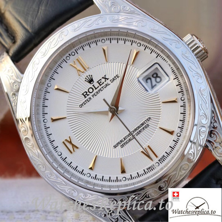 Swiss Rolex Oyster Perpetual Replica Leather strap 40MM - WatchesReplica.is