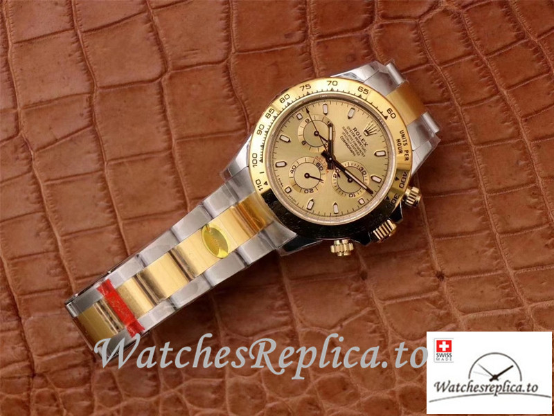 Swiss Rolex Daytona Cosmograph Replica M116503-0003 Silver And Gold Strap 40MM - WatchesReplica.is