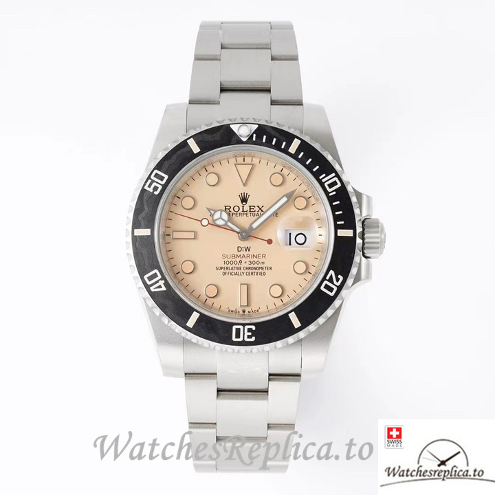 Swiss Rolex Submariner Replica Stainless steel strap 40MM Yellow Dial - WatchesReplica.is