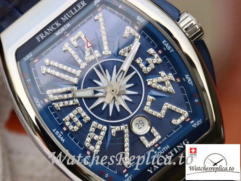 Swiss Franck Muller Vanguard Replica V45 002 Blue Strap 45MM - WatchesReplica.is