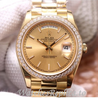 Swiss Rolex Day Date Replica 228348 Yellow Gold strap 40MM - WatchesReplica.is