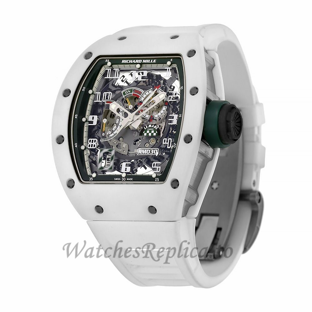 Richard Mille Replica RM030 Le Mans White ATZ Ceramic 50MM Watch RM0303 384457 - WatchesReplica.is