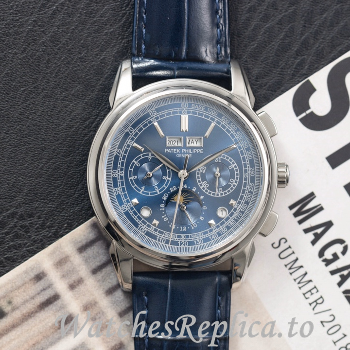 Patek Philippe Replica Complications Leather strap 41MM - WatchesReplica.is
